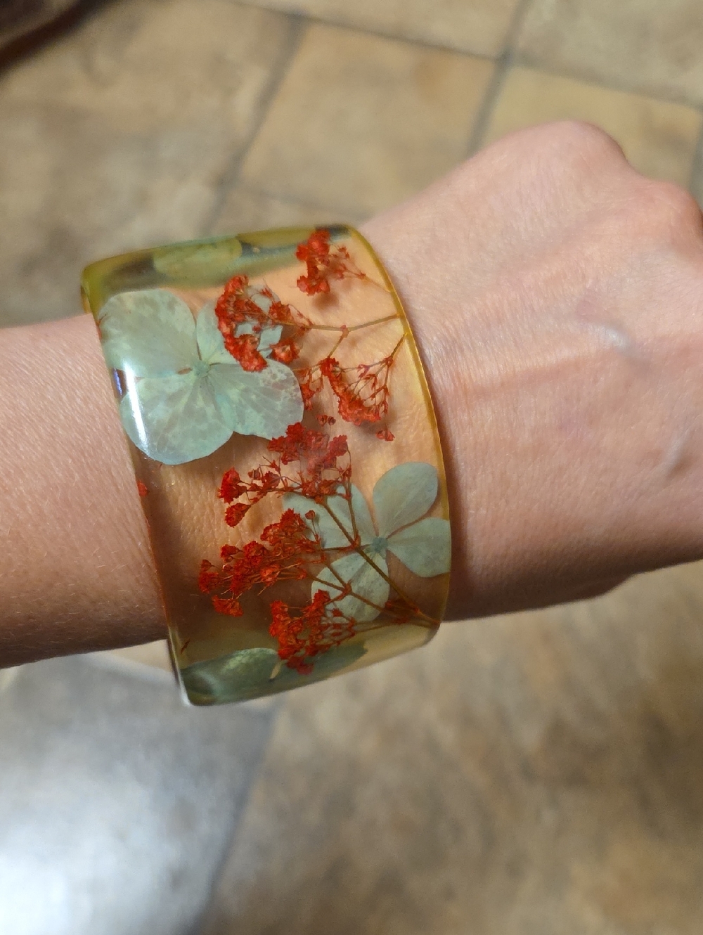 Statement Pressed Flower Cuff Bracelet
